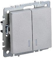 Выключатель с подсветкой без рамки IEK Brite ВС10-2-1-БрА 2-кл. алюминий картинка
